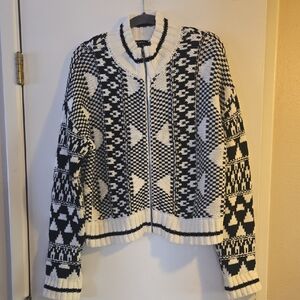 Tribal Black and White Geometric Cardigan